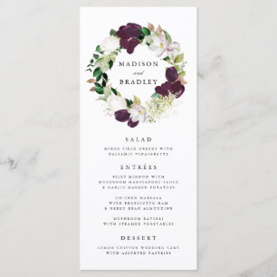 Carte de menu de mariage Fleur de Prunier foncé