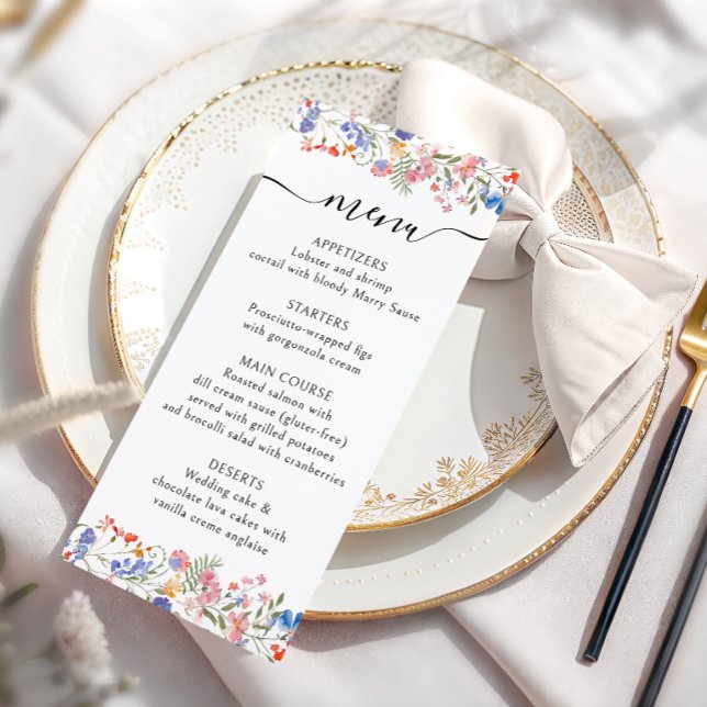 Carte de menu de mariage Fleur sauvage de Prairie  (Créateur téléchargé)