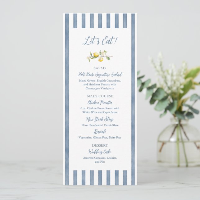 Carte de menu de mariage floral à la citron avec r (Debout devant)