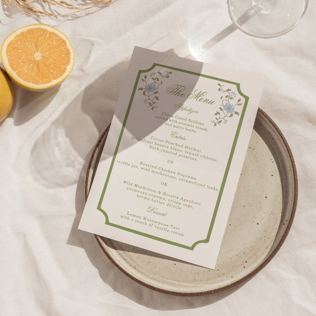 Carte de menu de mariage floral chintz (Créateur téléchargé)