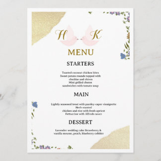Carte de menu de mariage floral élégant