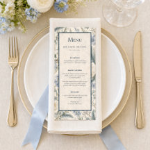 Carte de menu de mariage | Floral hivernal ivoire