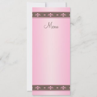 Carte de menu de mariage floral rose et marron