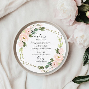 Carte de menu de mariage géométrique rose blush ro
