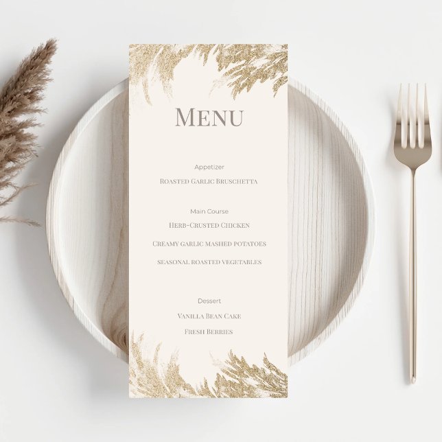 Carte de Menu de Mariage Herbe de la Pampa (Pampas Grass Table Menu Card)