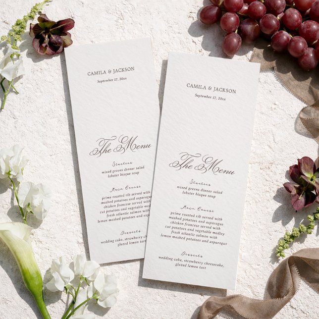 Carte de Menu de Mariage Ivoire et Marron Victorie (Créateur téléchargé)
