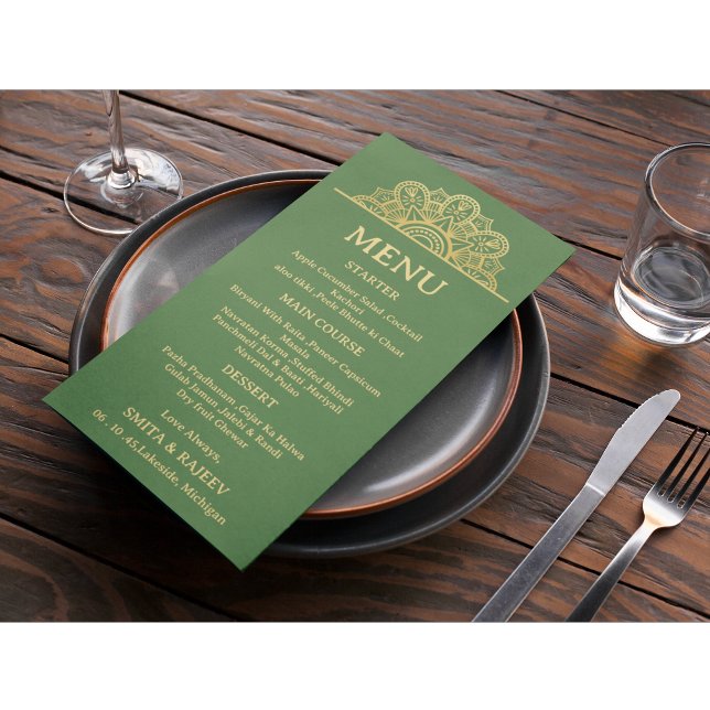 Carte de menu de mariage Mandala Or (Créateur téléchargé)