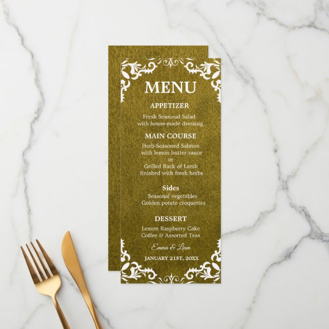 Carte de Menu de Mariage Mexicain Rustique (Devant/Arrière en situation)