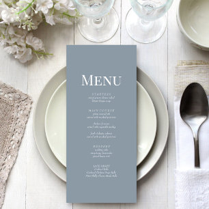 Carte de menu de mariage minimaliste bleu poussiér