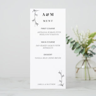 Carte de menu de mariage minimaliste, esthétique m