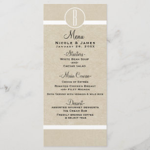 Carte de menu de Mariage minimaliste Rustique Kraf