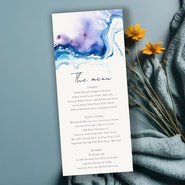 Carte de menu de mariage minimaliste sur la plage  (Créateur téléchargé)