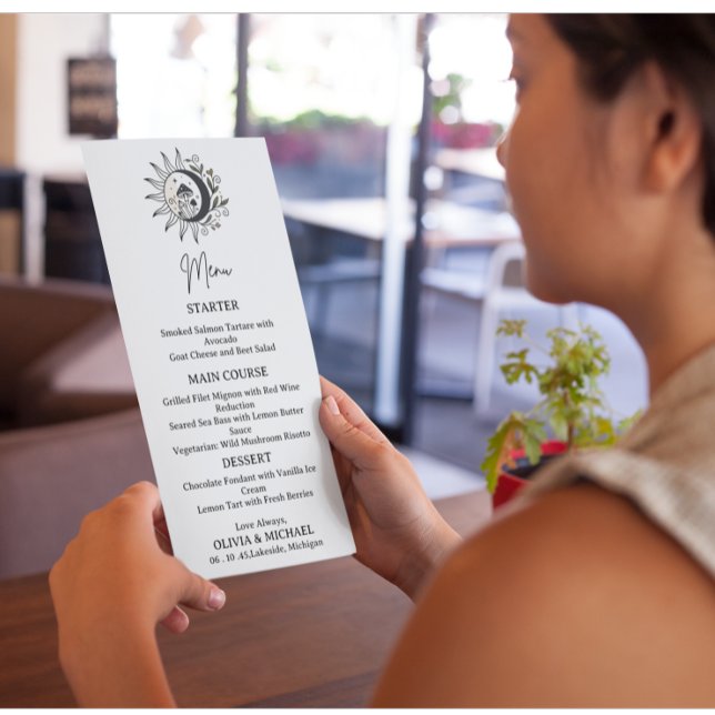 Carte de menu de mariage mystique céleste  (Créateur téléchargé)