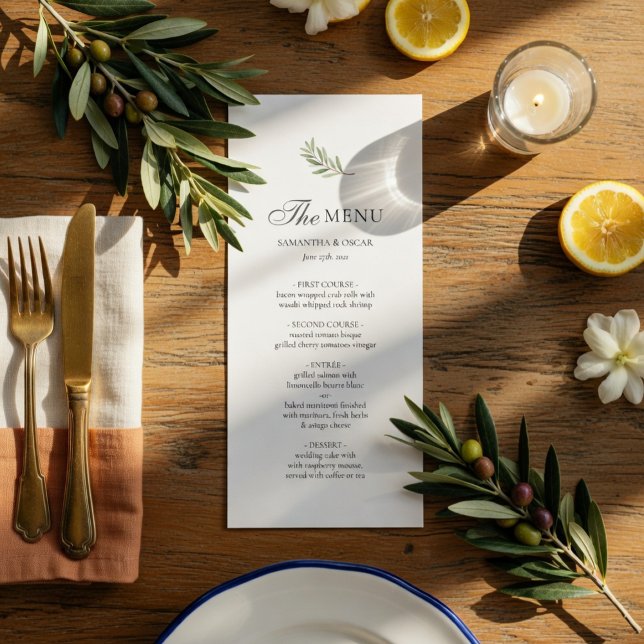 Carte de menu de mariage Olive Branch | Élégance m (Créateur téléchargé)