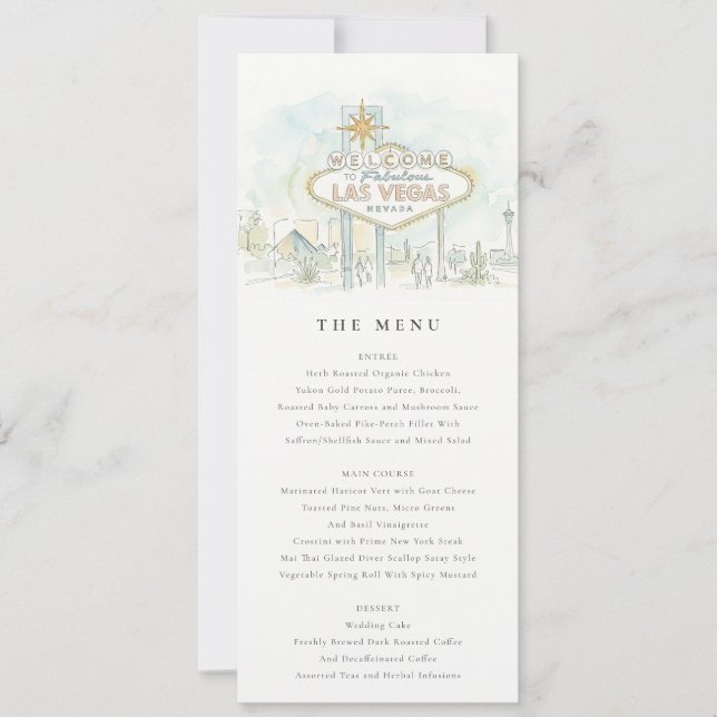 Carte de menu de mariage paysage de Las Vegas Neva (Devant)