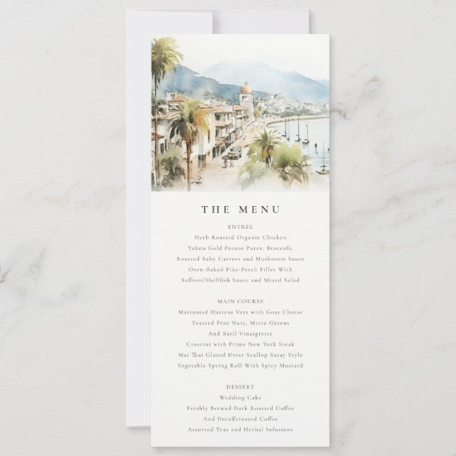 Carte de menu de mariage paysage Santa Marta Colom (Devant)