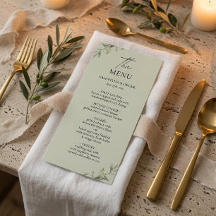 Carte de menu de mariage personnalisée avec branch