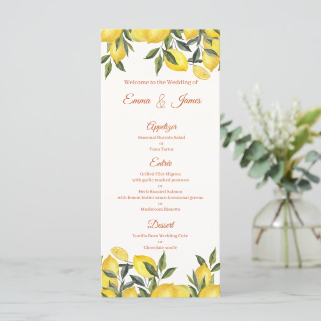 Carte de menu de mariage personnalisée Fleur de ce (Debout devant)