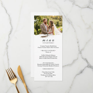 Carte de menu de mariage photo sur papier pour pré