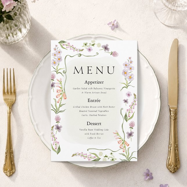 Carte de menu de mariage pour jardin de fleurs sau (Créateur téléchargé)