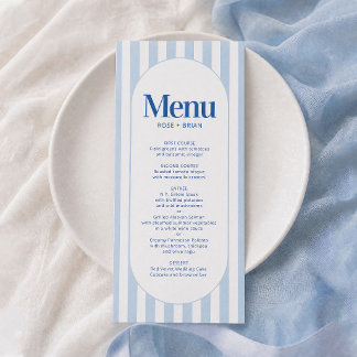 Carte de menu de mariage Rayures de Cabanon Ondulé