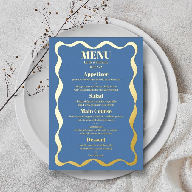 Carte de menu de mariage rétro en véritable feuill (Créateur téléchargé)