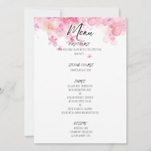 Carte de menu de mariage rustique aquarelle à fleu
