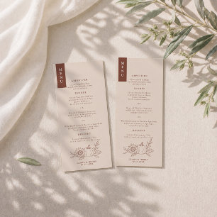 Carte de menu de mariage tournesol citrouille roui