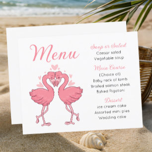Carte de menu de mariage tropical aux flamants ros