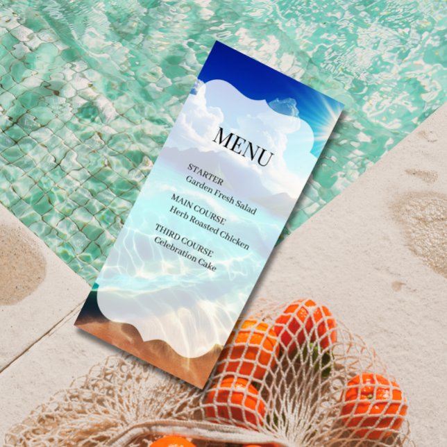 Carte de menu de mariage tropicale à coquilles (Créateur téléchargé)