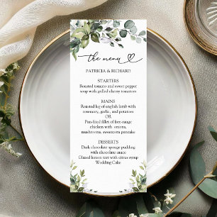 Carte de Menu de Mariage Végétal Chic Rustique