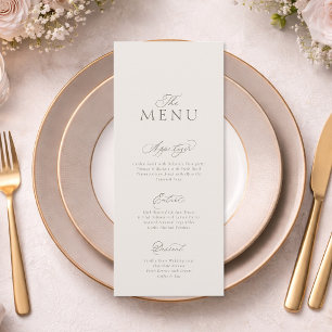 Carte de Menu de Mariage Verticale Minimaliste Élé