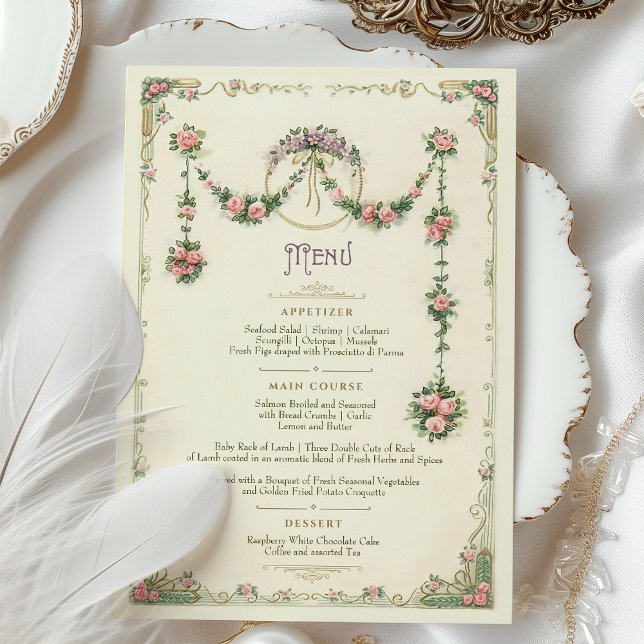 Carte de menu de mariage victorien (Créateur téléchargé)