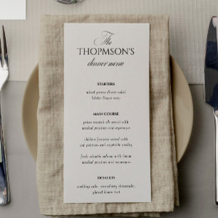 Carte de menu de mariage vintage de vieille fortun