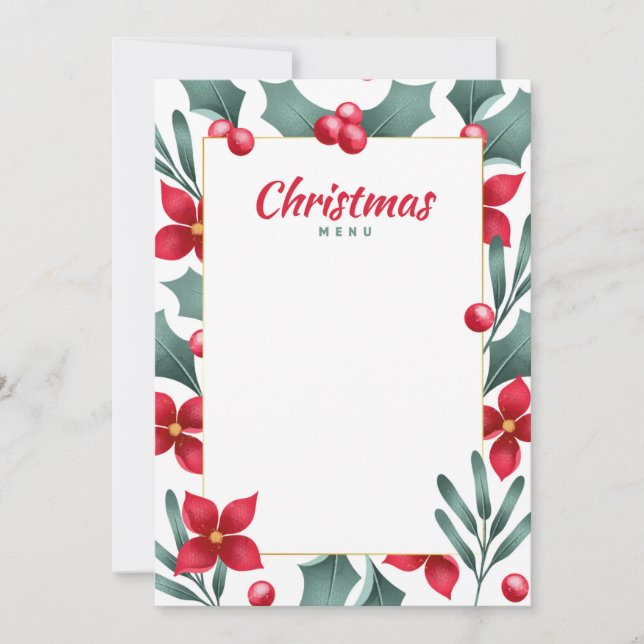 Carte de menu de Noël (Devant)