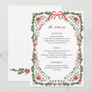Carte de menu de Noël imprimable avec un ruban rou