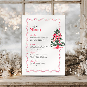 Carte de menu de Noël pour dîner de fête avec arbr