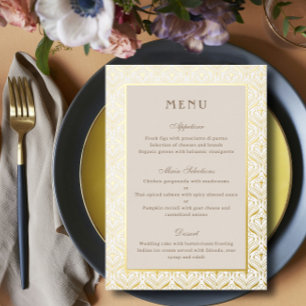 Carte de menu de réception de mariage Art Déco en