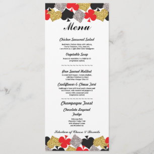 Carte de menu de réception de mariage Las Vegas Ca