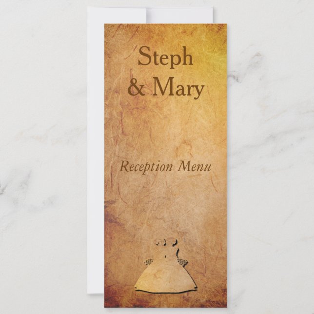 Carte de menu de réception de mariage lesbien sur  (Dos)