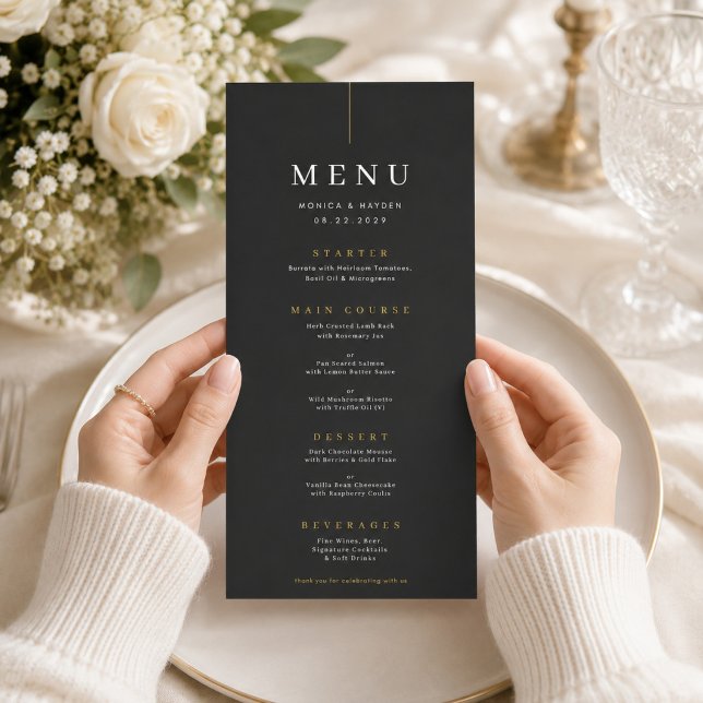Carte de menu de réception de mariage Luxe Tenue d (Créateur téléchargé)