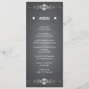 Carte de menu de réception de mariage sur tableau 