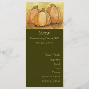 Carte de menu de récolte de citrouille