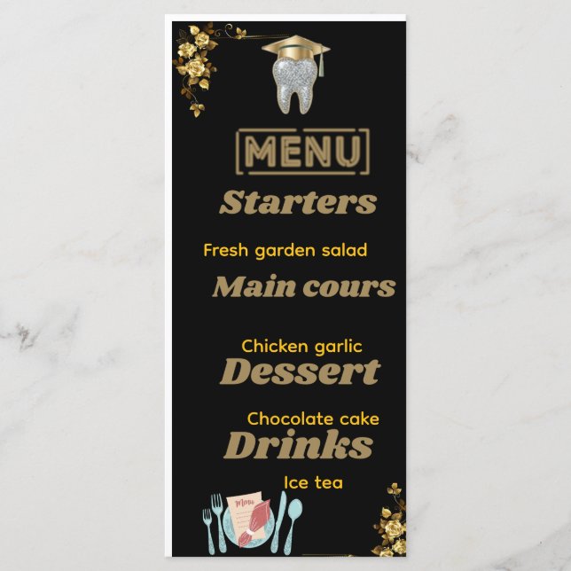 Carte de menu de remise de diplôme d'hygiéniste de (Devant)