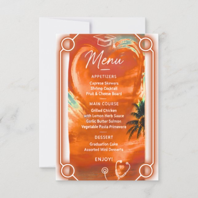 Carte de menu de remise de diplômes pour infirmièr (Devant)