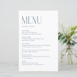 Carte de menu de style minimaliste moderne bleu ma
