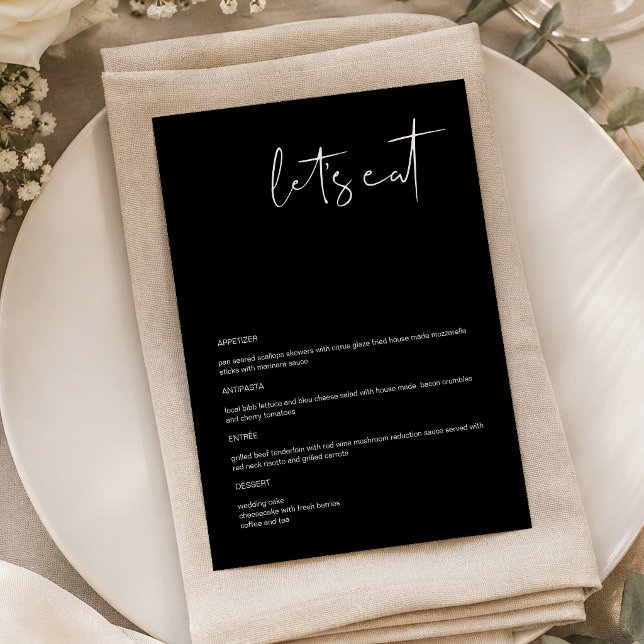 Carte de menu de table Manger Moderne Edge Noir (Créateur téléchargé)