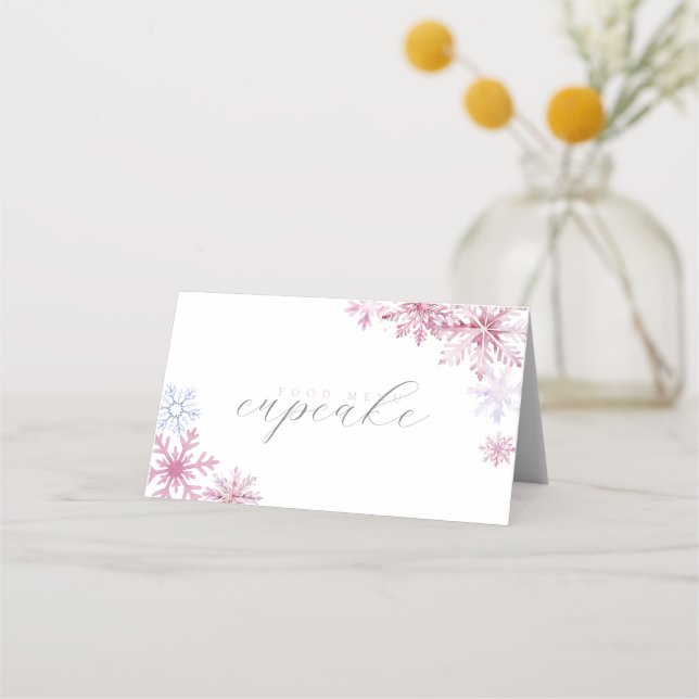 Carte de menu de tente flocon de neige rose (Devant)