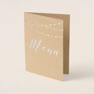 Carte de menu des feux de corde de feuille d'argen