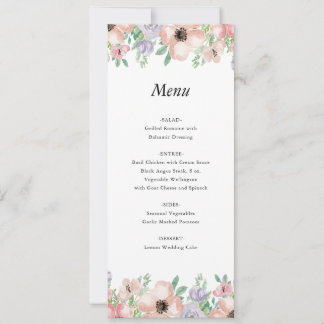 Carte de menu d'événement floral pastel élégant